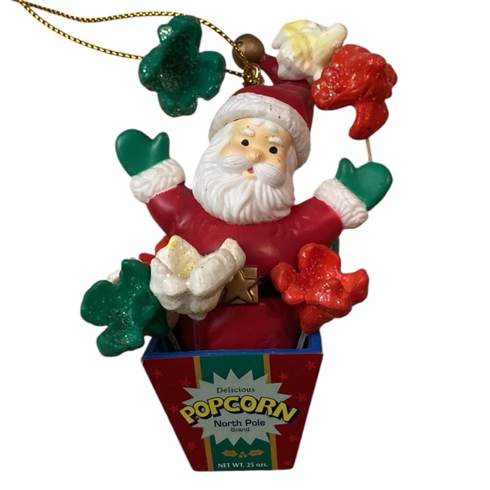 Vintage Mistletoe Magic popcorn Santa Christmas tree ornament